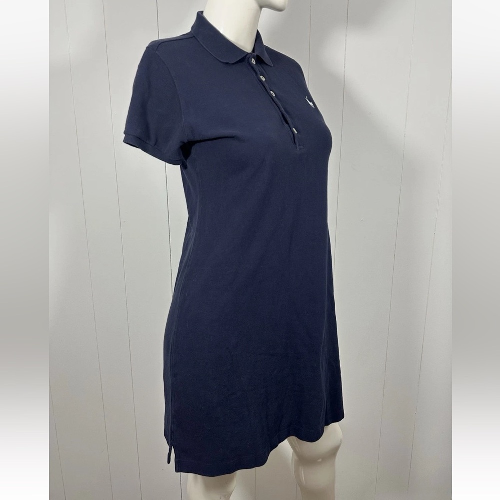Ralph Lauren Sz M Polo Shirt Dress Navy Blue Short Sleeve Pony Logo Preppy - Picture 4 of 11